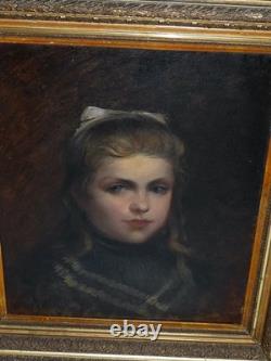 Superbe ancien tableau peinture huile sur toile femme signé Emile Auguste Wery