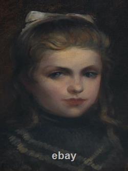 Superbe ancien tableau peinture huile sur toile femme signé Emile Auguste Wery