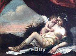 Superbe nu femme danae deesse aphrodite huile sur toile ancienne XIX mythologie