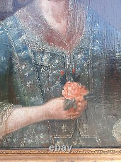TABLEAU ANCIEN-PORTRAIT D'ÉPOQUE XVIIIème PÉRIODE LOUIS XVI HUILE SUR TOILE