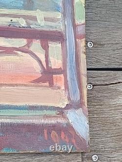 TABLEAU ANCIEN SIGNÉ JULES AUSSET HUILE SUR PANNEAU PORT CONCARNEAU 1947 61x38