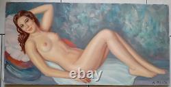 TABLEAU ancien nu féminin huile sur toile de Albert GENTA. Années 50