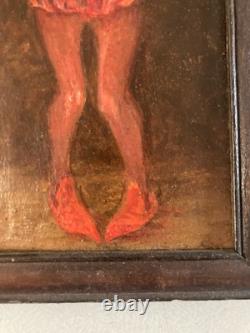 TRes Belle Peinture Huile Sur Carton XIXe Portrait Homme Gnome Ancien 1900 Art