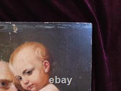Tableau Ancien Antique Peinture Icone Huile Religieuse Jesus Portrait XIX 19th