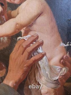 Tableau Ancien Antique Peinture Icone Huile Religieuse Jesus Portrait XIX 19th