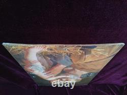 Tableau Ancien Antique Peinture Icone Huile Religieuse Jesus Portrait XIX 19th