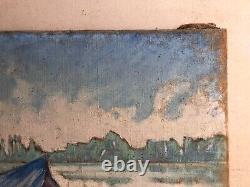 Tableau Ancien, Berges De Gironde Huile Sur Toile, Peinture, Début XXe