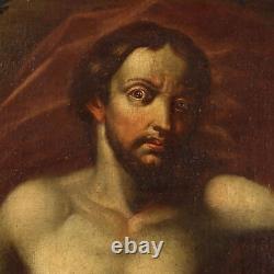 Tableau Ancien Christ Ressuscité Italie Peinture Huile sur Toile