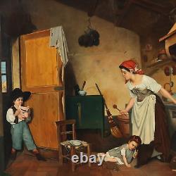 Tableau Ancien Copie par Gaetano Chierici Huile sur Toile'900