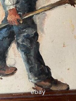 Tableau Ancien Esquisse Huile Sur Panneau Étude Pour Un Paysan XIXEME