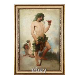 Tableau Ancien G. Muzzioli'800 Portrait Bacchus Ivre Huile sur Toile
