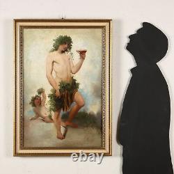 Tableau Ancien G. Muzzioli'800 Portrait Bacchus Ivre Huile sur Toile