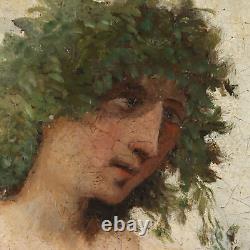 Tableau Ancien G. Muzzioli'800 Portrait Bacchus Ivre Huile sur Toile