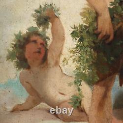 Tableau Ancien G. Muzzioli'800 Portrait Bacchus Ivre Huile sur Toile