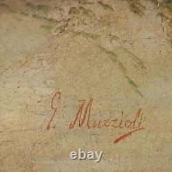 Tableau Ancien G. Muzzioli'800 Portrait Bacchus Ivre Huile sur Toile