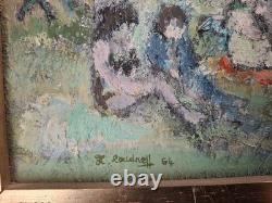 Tableau Ancien Georges Roudneff 1964 Plage Huile Sur Toile