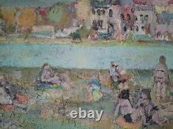 Tableau Ancien Georges Roudneff 1964 Plage Huile Sur Toile