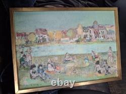 Tableau Ancien Georges Roudneff 1964 Plage Huile Sur Toile