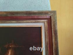 Tableau Ancien Huile Peinture Ecole Francaise Lapin Lievre Fruit Baroque XIX 19