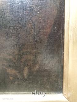 Tableau Ancien Huile Sur Panneau Nubien Joueuse De Mandoline Sous Bois