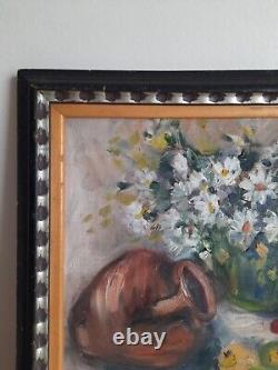 Tableau Ancien Huile Sur Toile, Art De Nature Morte Classique Signé