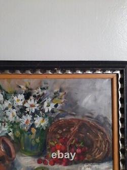 Tableau Ancien Huile Sur Toile, Art De Nature Morte Classique Signé