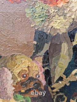 Tableau Ancien Huile Sur Toile Bouquet De Fleurs