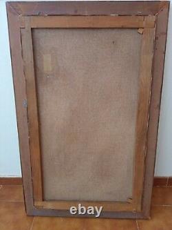 Tableau Ancien Huile Sur Toile Bouquet Fleurs Dans Une Niche Debut Xxème