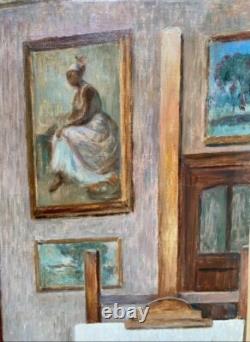 Tableau Ancien. Huile Sur Toile. Dans L'atelier. Nu. Atelier. M. J. Lefebvre