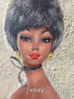 Tableau Ancien Huile Sur Toile Dlg Domergue Pin Up Portrait Femme Elegante Debaz