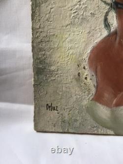 Tableau Ancien Huile Sur Toile Dlg Domergue Pin Up Portrait Femme Elegante Debaz