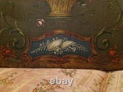 Tableau Ancien, Huile Sur Toile Fleurs XIX Ème S