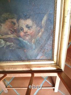 Tableau Ancien Huile Sur Toile Putti Angelots 16 Eme 17 Eme
