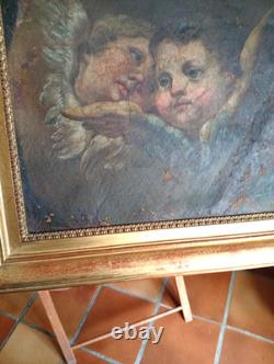 Tableau Ancien Huile Sur Toile Putti Angelots 16 Eme 17 Eme
