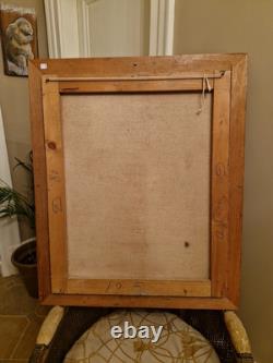 Tableau Ancien, Huile Sur Toile Représentant Une Fileuse