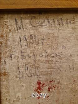 Tableau Ancien, Huile Sur Toile Russe, Paysage De Neige, Signée