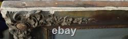 Tableau Ancien Huile Toile fin XIX Paysage Vaches Signé Cadre Cachet A Restaurer
