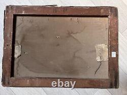 Tableau Ancien Huile sur toile 19ème siècle Paysage Forestier avec Cheval