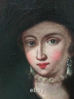 Tableau Ancien Huile sur toile Portrait de femme XIXème