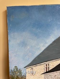 Tableau Ancien Huile sur toile à déchiffrer (début XXe-s) château 46x55cm