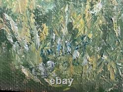 Tableau Ancien Huile sur toile à déchiffrer (début XXe-s) château 46x55cm