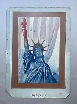 Tableau Ancien, La Statue De La Liberté, Huile Sur Panneau, Peinture, Début XXe