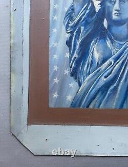 Tableau Ancien, La Statue De La Liberté, Huile Sur Panneau, Peinture, Début XXe