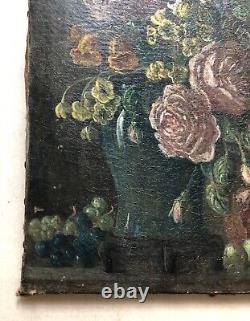 Tableau Ancien, Nature Morte Au Bouquet De Fleurs, Huile Sur Toile, XIXe