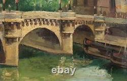 Tableau Ancien, Paris, Le Pont Neuf, Huile Sur Toile, Peinture, XXe