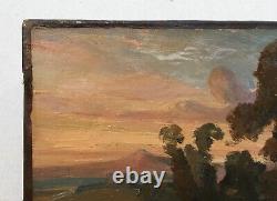Tableau Ancien, Paysage Animé Néo-Classique, Huile sur toile, Peinture, XIXe