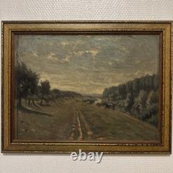 Tableau Ancien Paysage Forestier Et Animaux LOUIS POTTIN 1849-1930