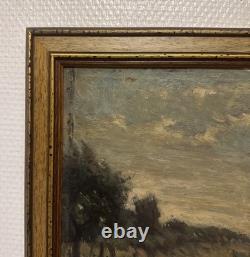 Tableau Ancien Paysage Forestier Et Animaux LOUIS POTTIN 1849-1930