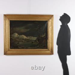 Tableau Ancien Paysage d'Hiver Huile sur Toile'700-'800 Original