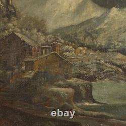 Tableau Ancien Paysage d'Hiver Huile sur Toile'700-'800 Original